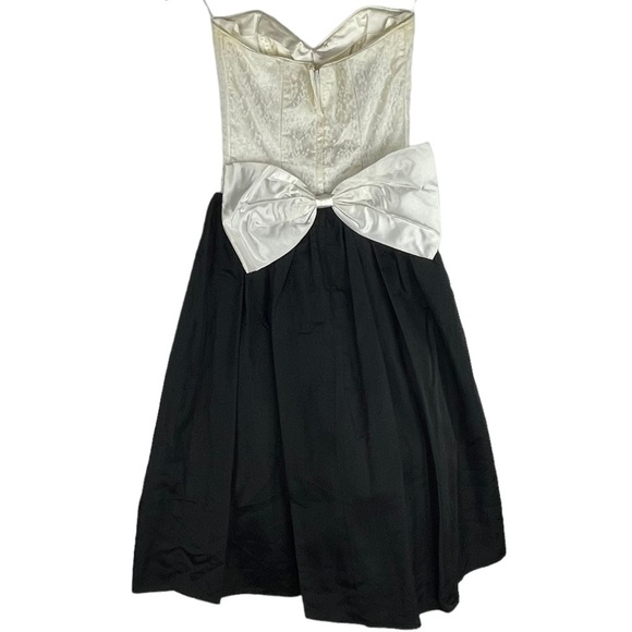 GUNNE SAX VINTAGE STRAPLESS SWEETHEART BASQUE WAIST BOW BACK 80S PROM DRESS - Picture 3 of 13